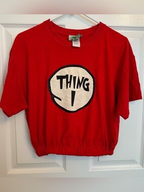 Vintage Red Cropped Tee with Dr. Suess Graphic
